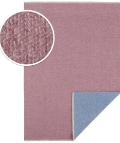 Effen vloerkleed Duo - roze/lichtblauw - close up materiaal, thumbnail