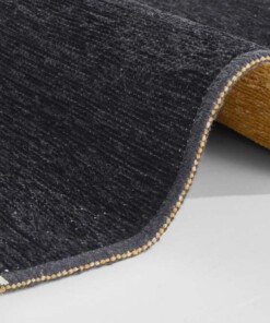 Effen vloerkleed Duo - zwart/goud - close up, thumbnail Effen vloerkleed Duo - zwart/goud - close up, thumbnail