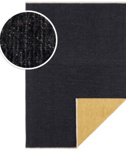 Effen vloerkleed Duo - zwart/goud - close up materiaal, thumbnail Effen vloerkleed Duo - zwart/goud - close up materiaal, thumbnail