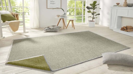 Effen vloerkleed Duo - lichtgroen/groen - sfeer