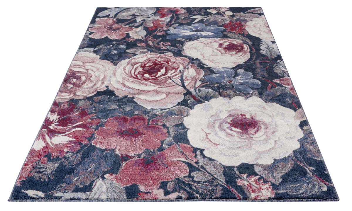 Saga speelplaats maagpijn Vloerkleed bloemen Peony - rood/blauw | Tapeso