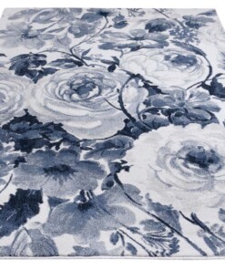 Vloerkleed bloemen Peony - blauw/crème - overzicht schuin, thumbnail Vloerkleed bloemen Peony - blauw/crème - overzicht schuin, thumbnail