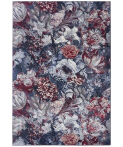 Vloerkleed bloemen Flower Symphony - blauw/roze - overzicht boven, thumbnail