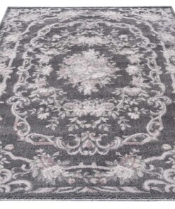 Klassiek vloerkleed Aubusson Flore - grijs/roze - overzicht schuin, thumbnail