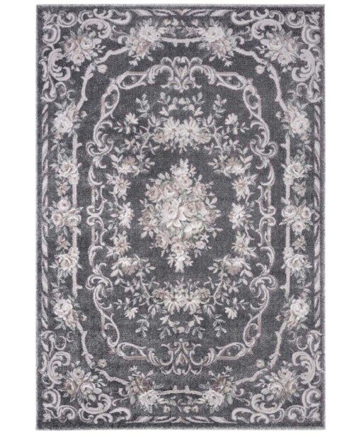 Klassiek vloerkleed Aubusson Flore - grijs/roze - overzicht boven