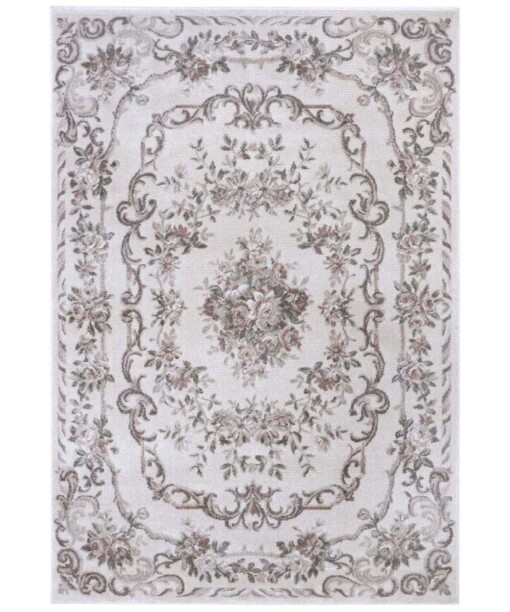 Klassiek vloerkleed Aubusson Flore - crème/roze - overzicht boven