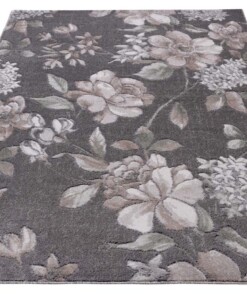 Vloerkleed bloemen Aubusson Jardin - grijs/roze - overzicht schuin