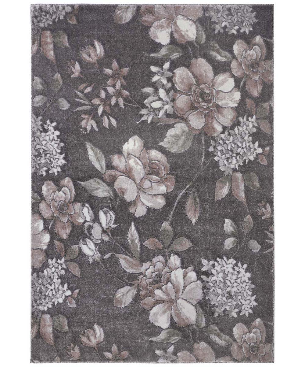 Gewoon halfrond Previs site Vloerkleed bloemen Aubusson Jardin - grijs/roze | Tapeso