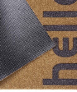 Deurmat Hello kokos-optiek - bruin/grijs - close up, thumbnail