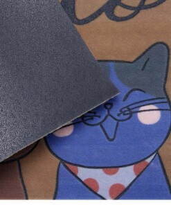 Deurmat katten Oh Hello - bruin/multi - close up, thumbnail