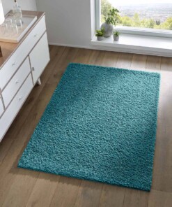 Hoogpolig vloerkleed effen Spectrum - turquoise - sfeer