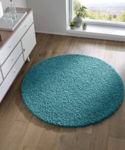 Rond vloerkleed hoogpolig effen Spectrum - turquoise - sfeer, thumbnail