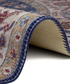 Rond vintage vloerkleed Anthea - jeansblauw - close up, thumbnail Rond vintage vloerkleed Anthea - jeansblauw - close up, thumbnail