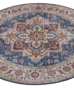 Rond vintage vloerkleed Anthea - jeansblauw - overzicht schuin, thumbnail Rond vintage vloerkleed Anthea - jeansblauw - overzicht schuin, thumbnail