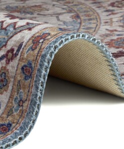 Rond vintage vloerkleed Anthea - cyaan - close up, thumbnail