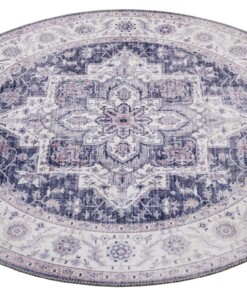 Rond vintage vloerkleed Anthea - mauve roze - overzicht schuin, thumbnail Rond vintage vloerkleed Anthea - mauve roze - overzicht schuin, thumbnail