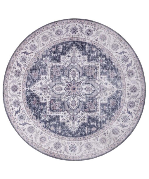 Rond vintage vloerkleed Anthea - mauve roze - overzicht boven