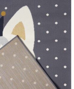 Kindervloerkleed kat Katie - grijs/mosterdgeel - close up, thumbnail Kindervloerkleed kat Katie - grijs/mosterdgeel - close up, thumbnail