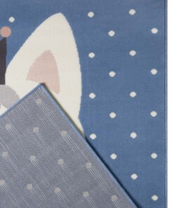 Kindervloerkleed kat Katie - blauw/roze - close up, thumbnail