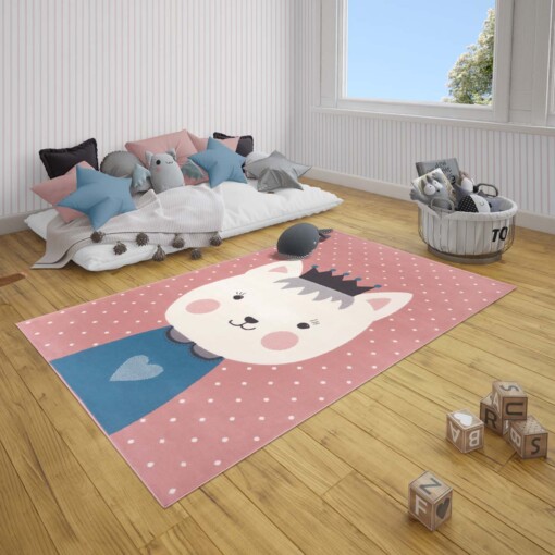 Kindervloerkleed kat Katie - roze/blauw - sfeer