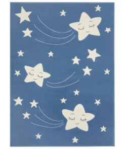 Kindervloerkleed sterren Happy - blauw - overzicht boven