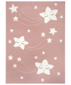 Kindervloerkleed sterren Happy - roze - overzicht boven