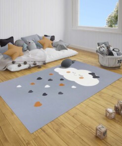 Kindervloerkleed wolken Happy - grijs - sfeer