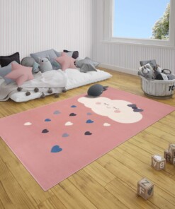 Kindervloerkleed wolken Happy - roze - sfeer