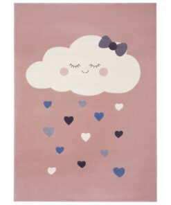 Kindervloerkleed wolken Happy - roze - overzicht boven