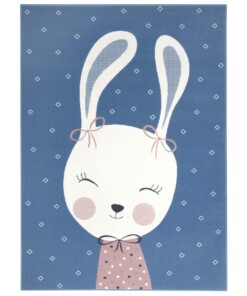 Kindervloerkleed bunny Happy - blauw - overzicht boven