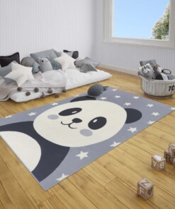 Kindervloerkleed panda Smile - grijs - sfeer