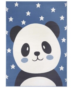 Kindervloerkleed panda Smile - blauw - overzicht boven
