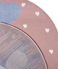 Rond kindervloerkleed beer Beauty - roze - close up, thumbnail