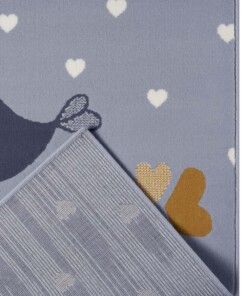 Kindervloerkleed vogels Lovely Birds - grijs/mosterdgeel - close up, thumbnail