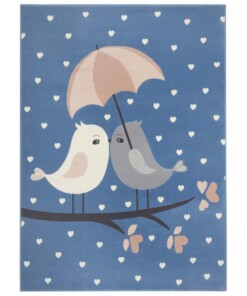 Kindervloerkleed vogels Lovely Birds - blauw - overzicht boven, thumbnail