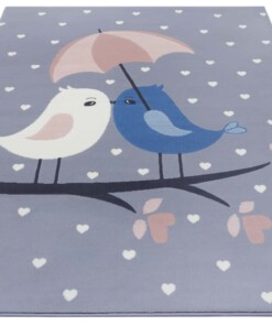 Kindervloerkleed vogels Lovely Birds - grijs - overzicht schuin, thumbnail Kindervloerkleed vogels Lovely Birds - grijs - overzicht schuin, thumbnail