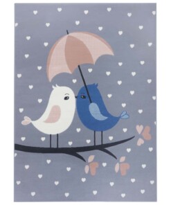 Kindervloerkleed vogels Lovely Birds - grijs - overzicht boven, thumbnail Kindervloerkleed vogels Lovely Birds - grijs - overzicht boven, thumbnail