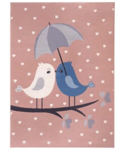 Kindervloerkleed vogels Lovely Birds - roze - overzicht boven, thumbnail