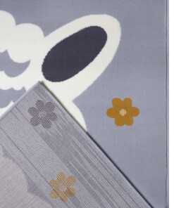 Kindervloerkleed lama Lonetta - grijs/mosterdgeel - close up, thumbnail