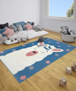 Kindervloerkleed lama Lonetta - blauw - sfeer