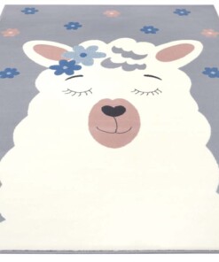 Kindervloerkleed lama Lonetta - grijs - overzicht schuin, thumbnail