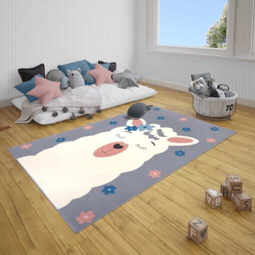 Kindervloerkleed lama Lonetta - grijs - sfeer