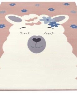 Kindervloerkleed lama Lonetta - roze - overzicht schuin, thumbnail