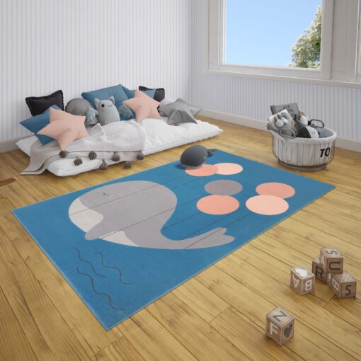 Kindervloerkleed walvis Willem - blauw - sfeer