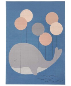 Kindervloerkleed walvis Willem - blauw - overzicht boven