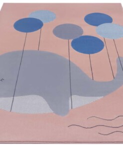 Kindervloerkleed walvis Willem - roze - overzicht schuin, thumbnail