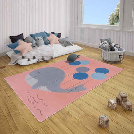 Kindervloerkleed walvis Willem - roze - sfeer