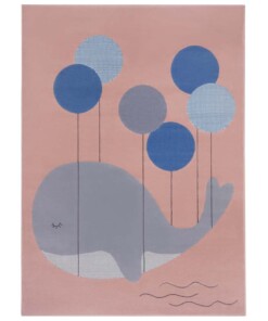 Kindervloerkleed walvis Willem - roze - overzicht boven, thumbnail