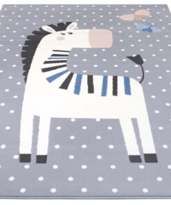 Kindervloerkleed zebra Zibbie - grijs - overzicht schuin, thumbnail