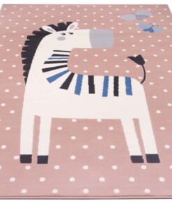 Kindervloerkleed zebra Zibbie - roze - overzicht schuin, thumbnail